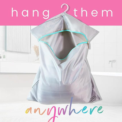 MUMI Travel Laundry Bag – Mesh Laundry Bags for Delicates with Hanger & Pouch | Delicates Bag for Washing Machine | Large Laundry Net Bag for Travel, Gym, Baby Clothes, and More (Blue)