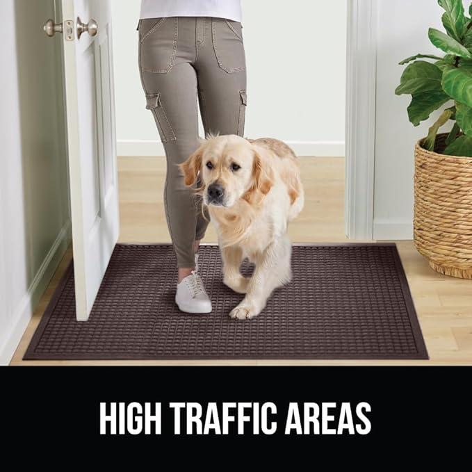 GORILLA GRIP Front Door Mat, 35x23, Indoor Outdoor Ultra Absorbent HydroAbsorb Doormat, Absorbs Up to 5.7 Cups of Water, Stain and Fade Resistant, Rubber Backing Doormats, Captures Dirt, Coffee