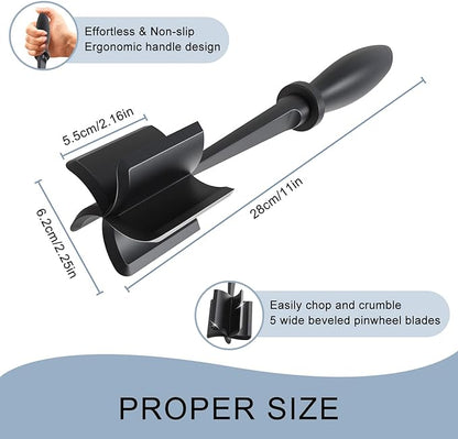 Meat Chopper, 5 Curve Blades Ground Beef Masher, Heat Resistant Meat Masher Tool - Image 4