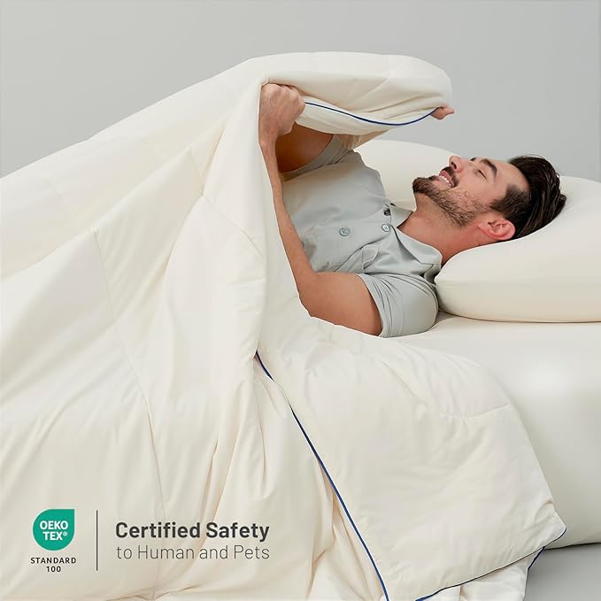 Dream Valley® Outlast® Cooling Comforter, Throw Size, Breathable NASA-Grade Space Technology Blanket for Hot Sleepers Night Sweats, Q-Max > 0.45 Aerocool™ Breathable, Ivory, 60"x80"