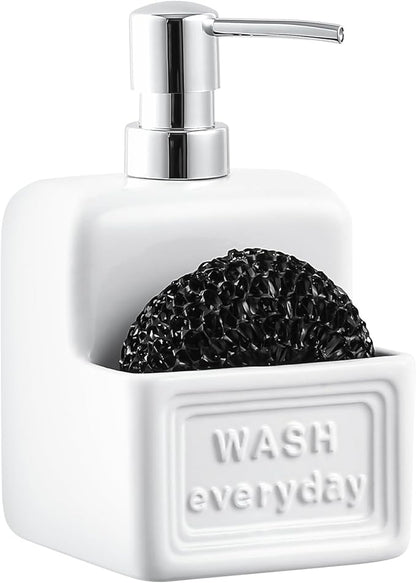 RQYIXI Soap Dispenser with Sponge Holder Ceramic Hand and Dish Soap Dispenser by RQYIXI