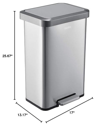 Global Industrial 12 Gallon Stainless Steel Trash Can, Rectangular Step-On - Image 10