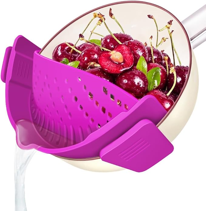 YEVIOR Clip on Strainer for Pots Pan Pasta, Silicone Food Strainer Hands-Free by YEVIOR