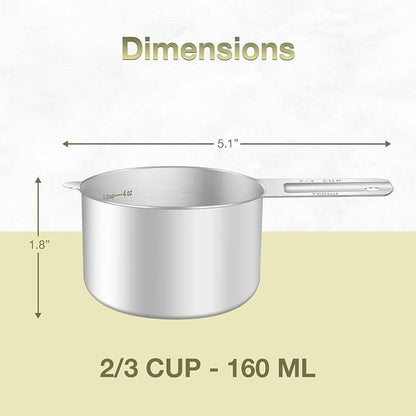 2PCS 2/3Cup Single Measuring Cup, Etched Inner Scale Stainless Steel Measure - Image 2