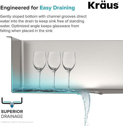 Kraus KHU110-27 Standart PRO 27-inch 16 Gauge Undermount Single Bowl Set (5 Item Bundle: Sink, Bottom Grid, Assembly, Drain Cap, Kitchen Towel), 27 Inch, Stainless Steel