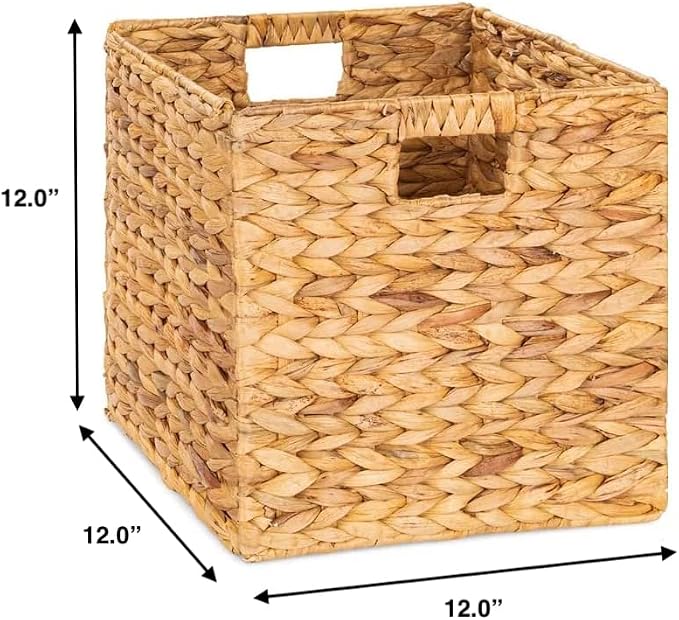 12x12x12 Storage Cube, Water Hyacinth Storage Baskets, Wicker Storage Baskets - Image 2