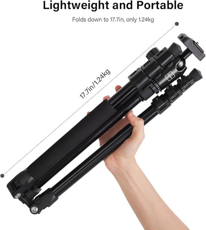 Geekoto 73-Inch Camera Tripod - Lightweight DSLR Tripod with 360° Ball Head & Quick Release Plate, Supports Up to 33.07 lbs, Portable for Travel & Outdoor Photography