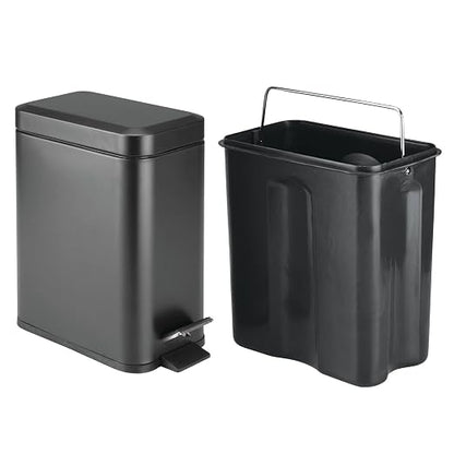 mDesign Small Modern 1.3 Gallon Rectangle Metal Lidded Step Trash Can, Compact - Image 5