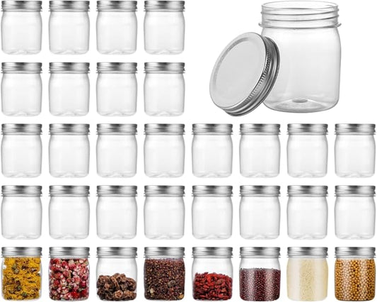 Plastic Mason Jars Reusable Storage Containers by Naivees