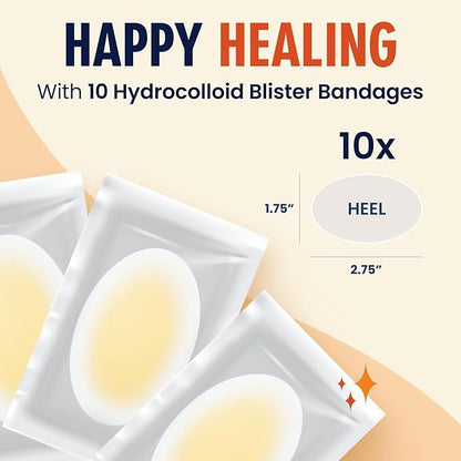 Dr. Frederick's Original Better Blister Bandages - 24 ct - Healing Blister Pads - Grab-N-Go - Water Resistant - 40% More Cushioning - Hydrocolloid - Feet, Toe, & Heel Blister Prevention - Heel Pack