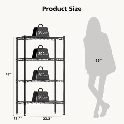 DUMOS 4-Tier Metal Wire Storage Shelves, Adjustable Standing Storage Rack Shelf - Image 3