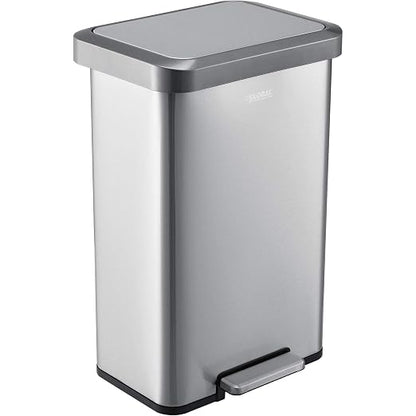Global Industrial 12 Gallon Stainless Steel Trash Can, Rectangular Step-On - Image 7