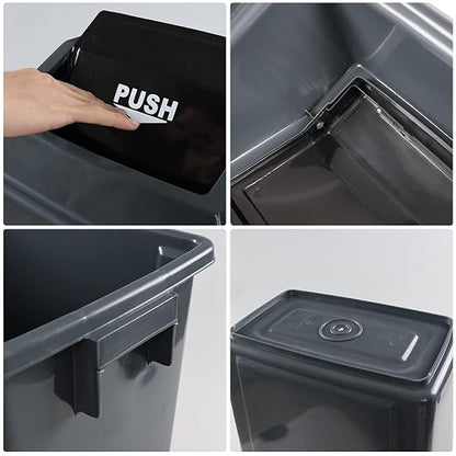 4 Packs Large Garbage Bin with Lid, Plastic Kitchen Waste Bin, 13 Gallon - Image 3
