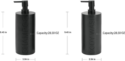 Matte Black Resin 2 Piece Shampoo and Body Wash Dispenser Set, Luxurious - Image 2