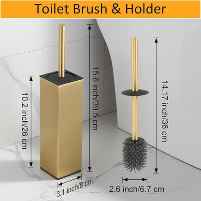 BGL Standing Toilet Brush and Holder Brushed Gold Aluminium Toilet Bowl Cleaner - Image 2