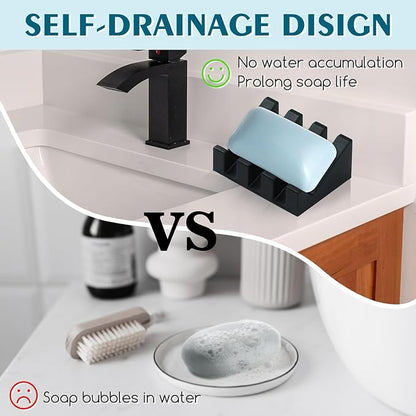 Silicone Soap Dish for Bar Soap Holder for Shower Bathroom Self Draining - Image 3