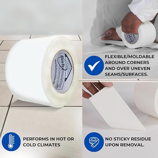BlueTex Insulationㅤ 3" Wide x 180' Long White Vapor Barrier Seam Tape - Image 4