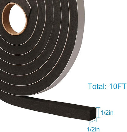 Window Foam Seal Tape 1/2Inch Wide X 1/2Inch Thick, High Density Self Adhesive - Image 2