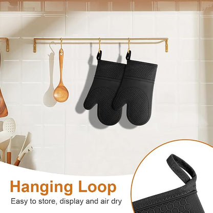 AUAUY Oven Mitts with 2 Potholders, Silicone Oven Gloves Heat Resistant 464°F - Image 5