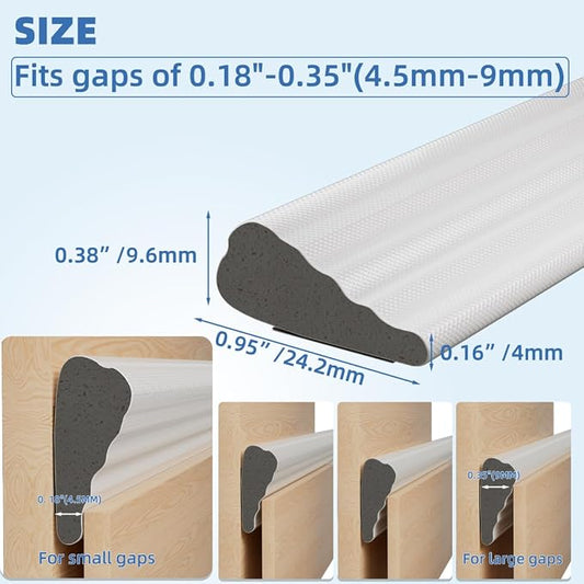 Wedge-Shape Window Weather Stripping Door Frame Seal Strip 3Pcs×196" White - Image 2