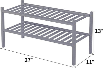 ROMGUAR CRAFT 2 Tier Bamboo Shoe Rack - Image 3