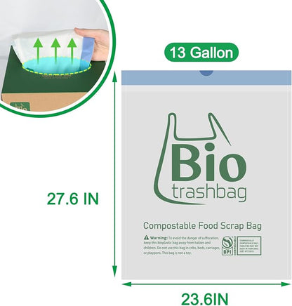 13 Gallon Compostable Trash Bags, Heavy Duty 1 Mil, 49.2 Liter, Tall Kitchen - Image 2