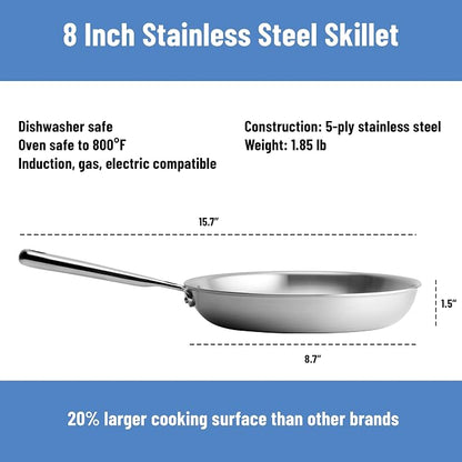 Misen 5-Ply Stainless Steel 8" Frying Pan - Image 7