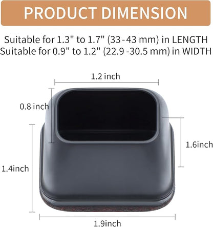 Ezprotekt 16 Pcs Rectangle Silicone Chair Leg Floor Protectors, Felt Rectangle - Image 2