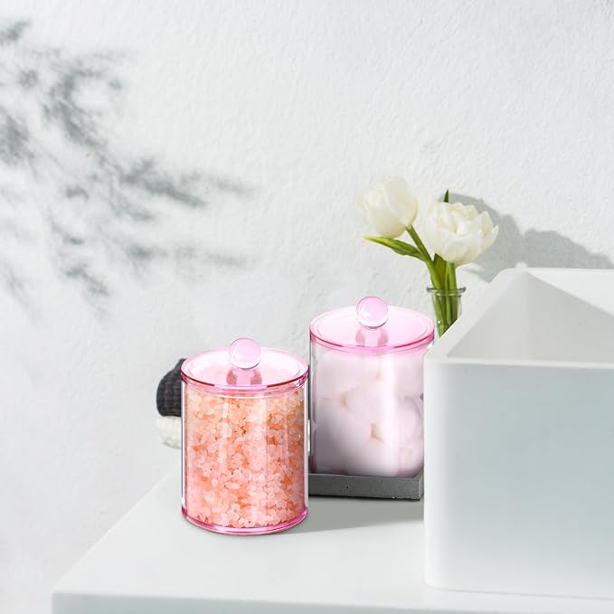 XIPENGKEJI 4 Pack Qtip Holder, Canister Apothecary Jar Set, Bathroom Jars - Image 6