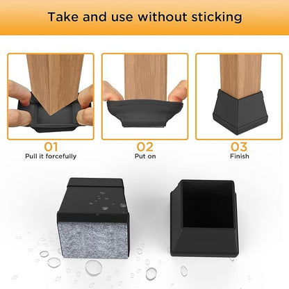 16 PCS Square Chair Leg Floor Protector, Silicone Chair Leg Cover, Furniture - Image 4