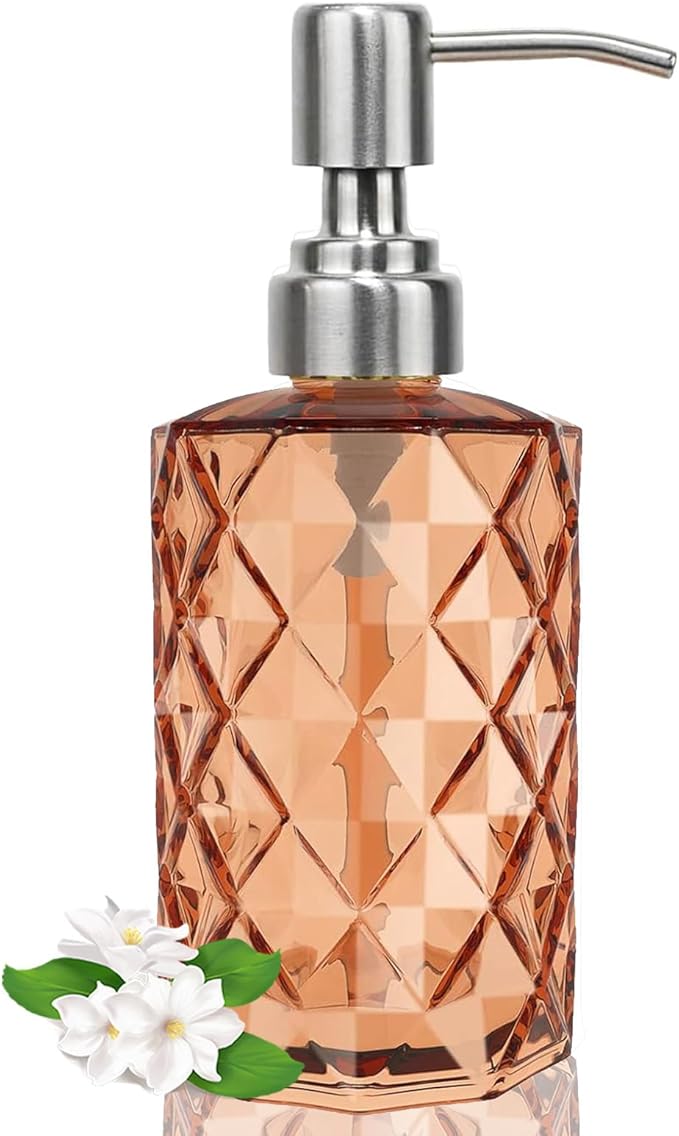 12Oz Amber Glass Soap Dispenser by Unknown