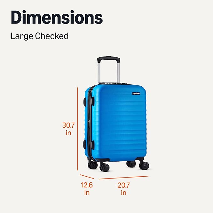 Amazon Basics 30" Hardside Large Checked Luggage, Hardshell Suitcase With Wheels, Expandable For Up to 15% More Space, With Scratch-Resistant Surface, Four Multi-directional Wheels, Light Blue