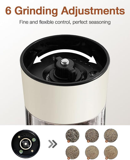 Electric Salt and Pepper Grinder Set, Stainless Steel Automatic Pepper Mill - Image 5