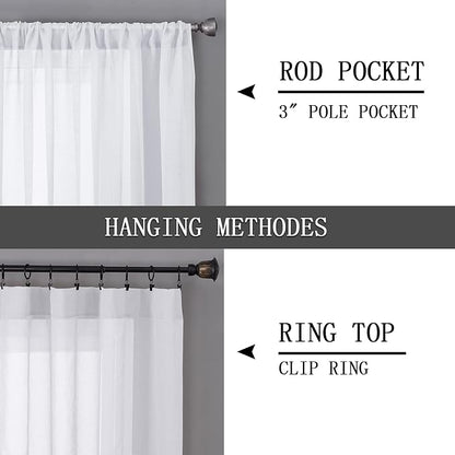 Tollpiz Short Sheer Curtain Living Room Linen Textured Curtains Sheer Light - Image 5