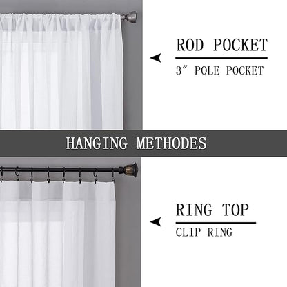 Tollpiz Sheer Curtains Living Room Linen Textured Curtain Sheers Light - Image 5