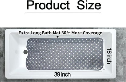 Bath Tub Mat Non Slip, 39 x 16 Inch Long Shower Mat, Machine Washable Bathmat - Image 5