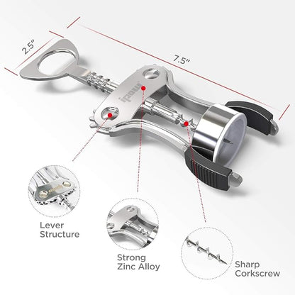 IPOW Wine Opener, Zinc Alloy Wine Bottle Opener, Wing Corkscrew Heavy Duty - Image 9