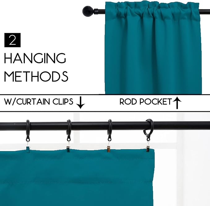 Pickluc Blackout Curtains 45 Inches Long 2 Panels, Room Darkening Tiers - Image 2