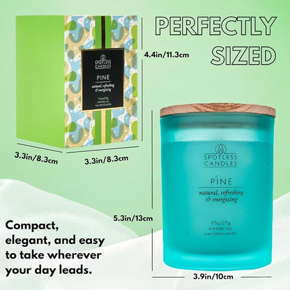 Pine Candle - 9.7 oz /275g 45-55 Hours Burn Time in Green Frosted Glass Jar - - Image 4