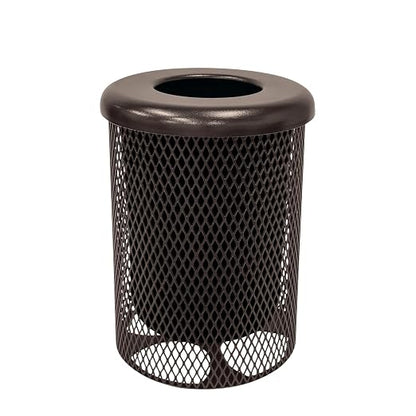 COATEDOUTDOORFURNITURE RFT-BRW Heavy Duty 32 Gallon Round Trash Receptacle by CoatedOutdoorFurniture
