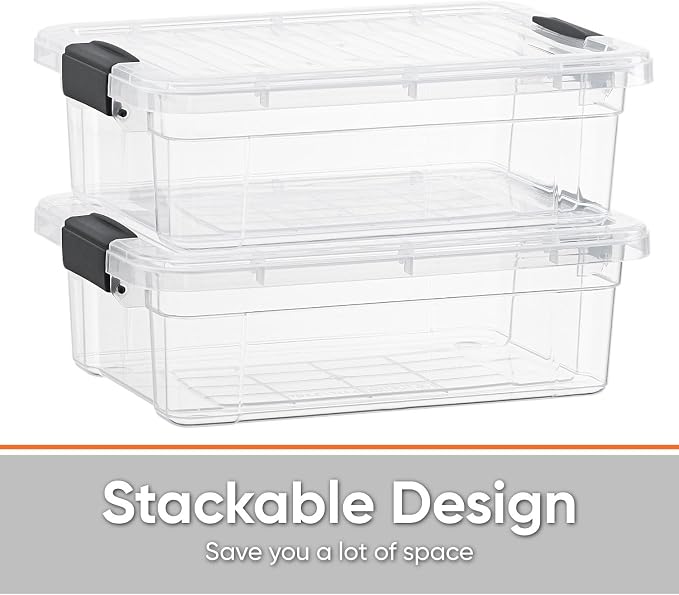 Superio Storage Bins with Lids- 2 Pack, 7.4 Qt Clear Boxes - Image 3