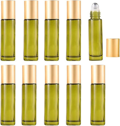 10 Pack Glass Roller Bottles for Essential Oils, 5ml Green Roll On Bottles - Image 6