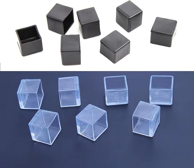 Still Awake 16 Pcs Transparent Square PVC Rubber Leg Tips Furniture Floor - Image 3