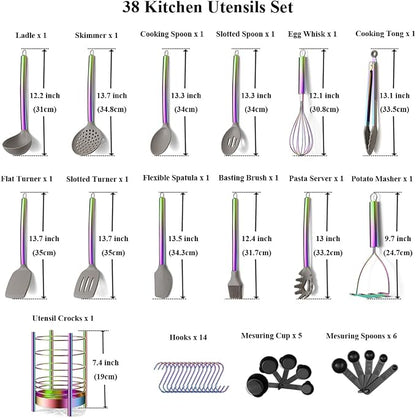 38 Piece Silicone kitchen Cooking Utensils Set - Image 2