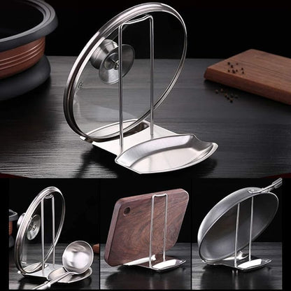 Lid and Spoon Rest Shelf, 304 Stainless Steel Pan Pot Cover Lid Rack Stand - Image 4