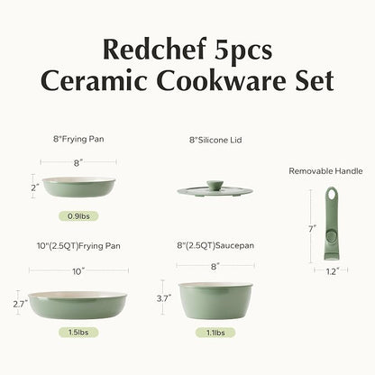 Redchef Ceramic Cookware Set, Removable Handle Pots and Pans Non-Stick - Image 9