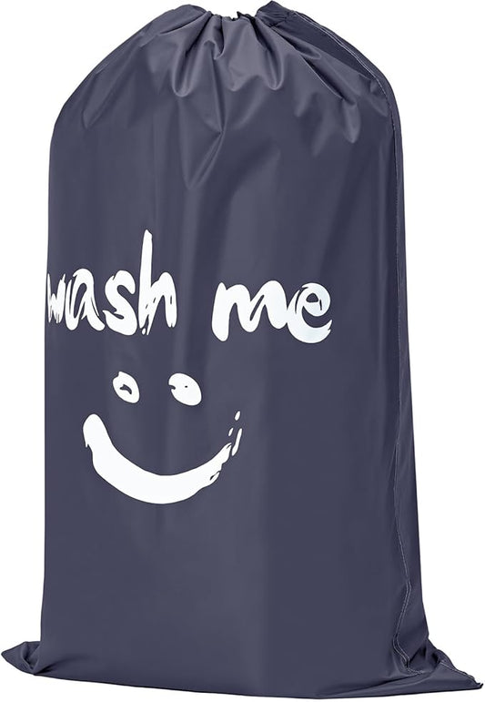 HOMEST XL Wash Me Travel Laundry Bag, Dirty Clothes Organizer, Large Enough to Hold 4 Loads of Garments, Easy Fit a Hamper or Clothing Basket, Grey
