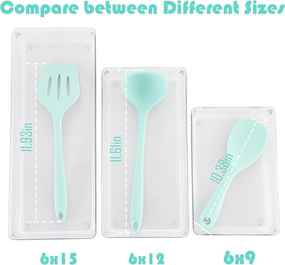 3 Pack Large Clear Plastic Drawer Organizer Tray Cutlery Utensil Makeups Drawer - Image 3