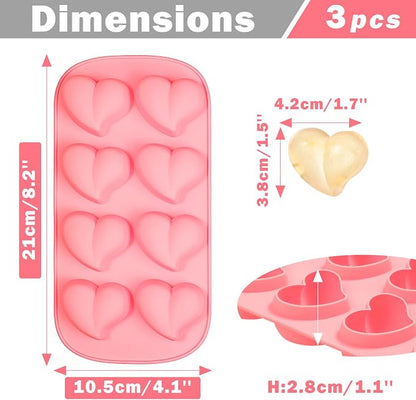 Webake Heart Shpaed Ice Cube Trays, 8-Cavity Heart Silicone Molds - Image 2