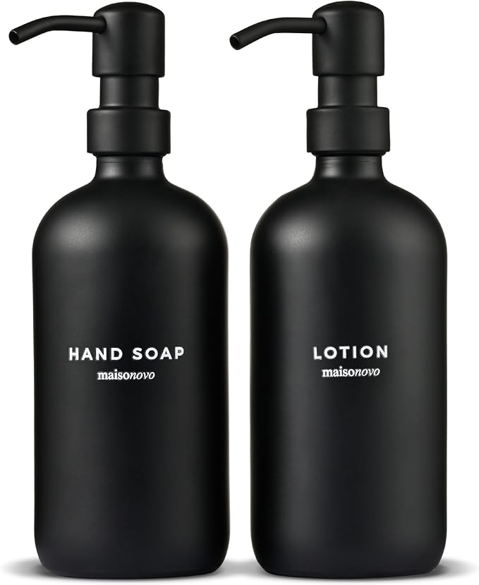 MaisoNovo Soap Dispenser 2-Piece Set | 16.9oz Black Bottles by MaisoNovo-TheArtofSustainableLiving
